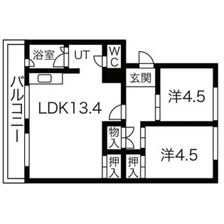 札幌西月寒団地5号棟【301号室】の間取り