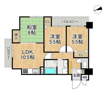 イーグルコート音羽【4階】の間取り