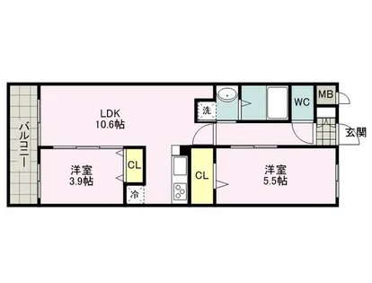 福岡県福津市花見の里3丁目【マンション】の間取り