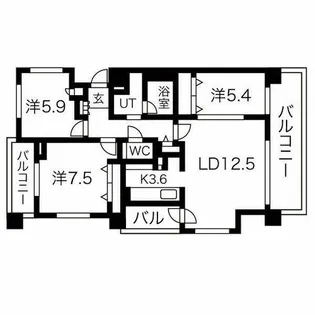 クレアシティ円山北4条【403号室】の間取り
