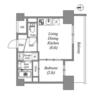 アドバンス江坂ラシュレ【0202号室】の間取り