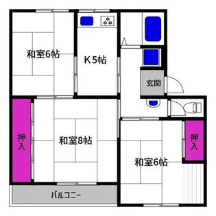渦ヶ森コーポ4号館【2階】の間取り