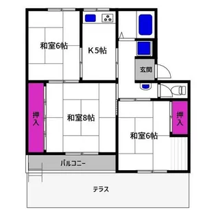 渦ヶ森コーポ4号館【1階】の間取り