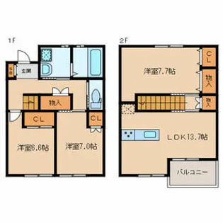 福岡県福岡市南区寺塚1丁目【タウンハウス】の間取り