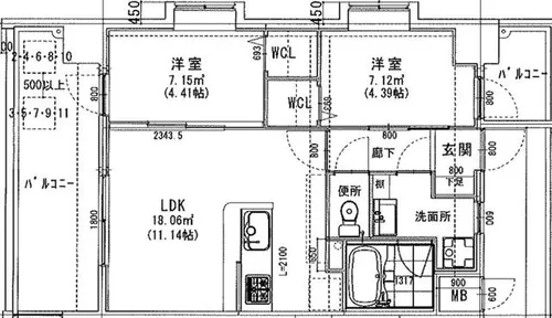 ラシュール・イン大橋Ⅱ【10階】の間取り