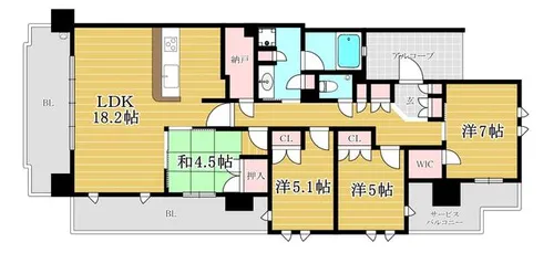 福岡県福岡市東区千早4丁目【マンション】の間取り