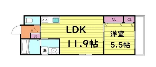 クリエオーレ大今里Ⅰ【1階】の間取り