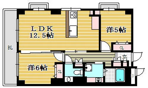 福岡県福岡市中央区舞鶴2丁目【マンション】の間取り