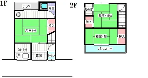 大阪府松原市岡4丁目【テラスハウス】の間取り