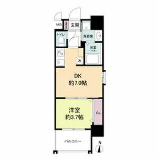 プライマル南森町パークビュー【0602号室】の間取り
