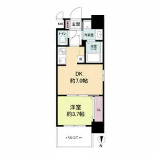 プライマル南森町パークビュー【0905号室】の間取り