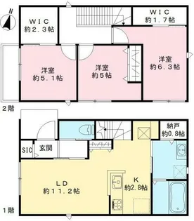兵庫県川西市下加茂1丁目【一戸建】の間取り
