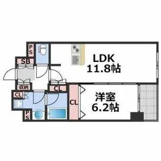 セレッソコート上本町EAST【0206号室】の間取り