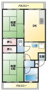 サンハイツ多井田【203号室】の間取り