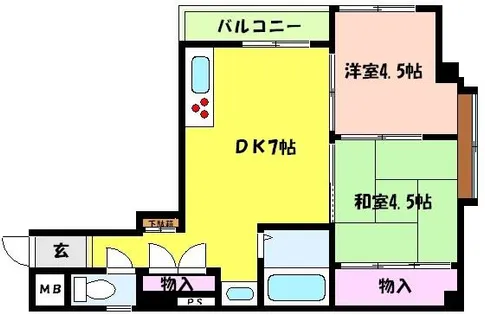 兵庫県神戸市東灘区魚崎北町2丁目【マンション】の間取り