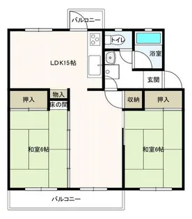 新金岡2丁4番住宅2棟【1階】の間取り