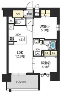 大阪府大阪市天王寺区上本町8丁目【マンション】の間取り