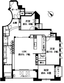 学園前パークスイーツ【7階】の間取り