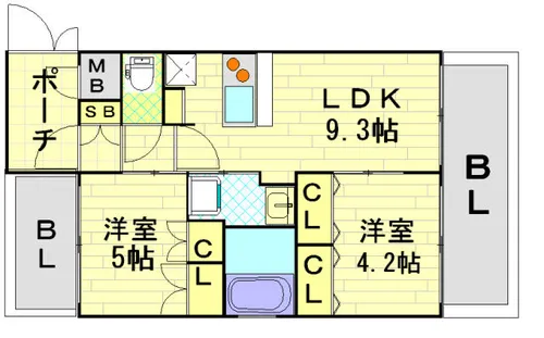 大阪府大阪市北区本庄西2丁目【マンション】の間取り