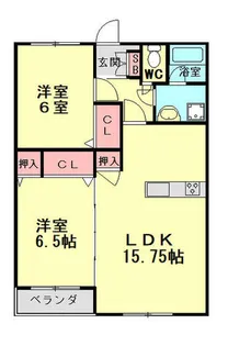 福岡県直方市大字感田【アパート】の間取り