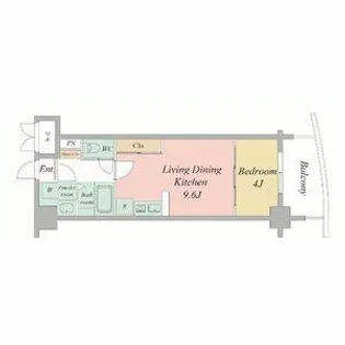 セレッソコート上本町EAST【0411号室】の間取り