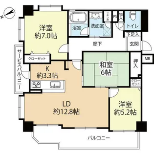 福岡県福岡市早良区昭代1丁目【マンション】の間取り