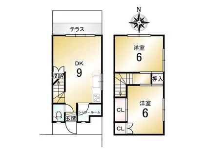 京都府京都市伏見区納所北城堀【テラスハウス】の間取り