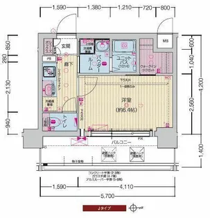 プレサンスTHE KYOTO 東福寺 WEST【0102号室】の間取り