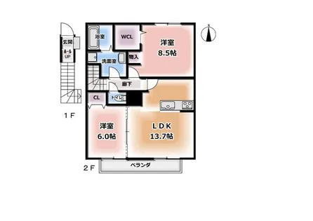 グランドソレーユ【201号室】の間取り