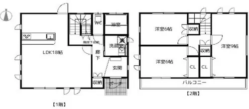 愛知県北名古屋市二子比良出【一戸建】の間取り