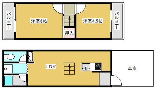 大阪府守口市金田町5丁目【テラスハウス】の間取り