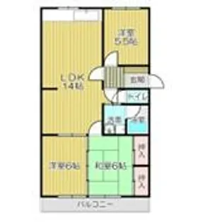 ホワイトキャッスル上の原【406号室】の間取り