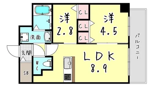 兵庫県神戸市東灘区青木2丁目【マンション】の間取り