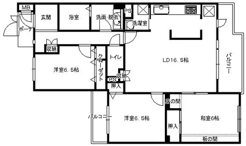 ヒルサイドテラス甲陽園【304号室】の間取り