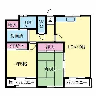 ゴールドハイツ湯川【1階】の間取り