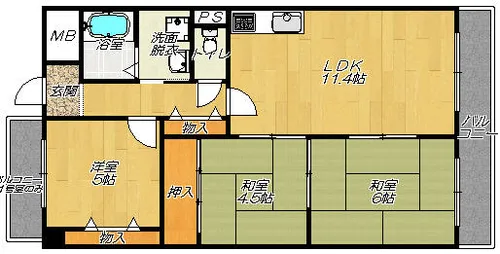 シャローム辻本【4階】の間取り