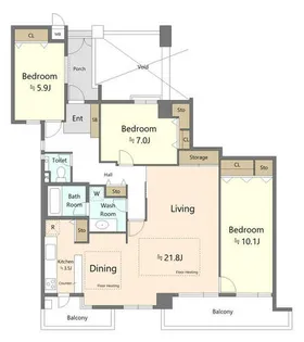ルコラージュ異人館通ドミシール【4階】の間取り