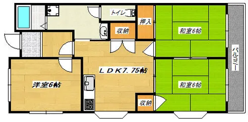 北ハイツ【3階】の間取り
