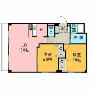 ビラ・ウエストタワー【6階】の間取り