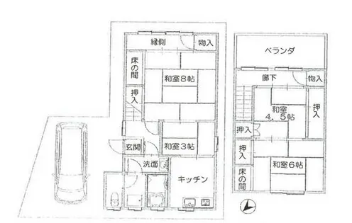 大阪府堺市堺区中三国ヶ丘町3丁【一戸建】の間取り