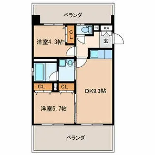 ウエスト フルハウス【4階】の間取り