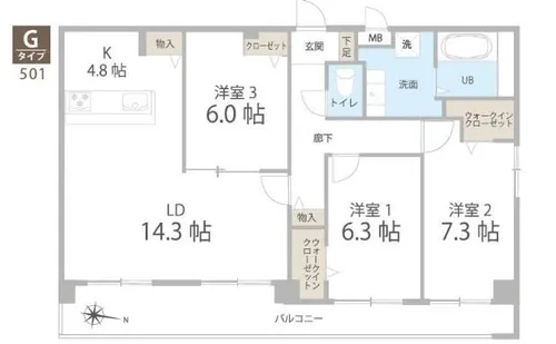 La Grande大濠【5階】の間取り