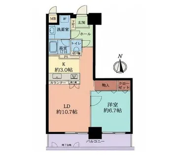 グランステート丸の内【4階】の間取り