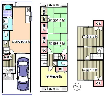 京都府京都市右京区鳴滝川西町【一戸建】の間取り