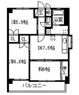 北野ガーデンコート【0301号室】の間取り