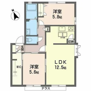 ビューハイツ小森野 D棟【D0101号室】の間取り