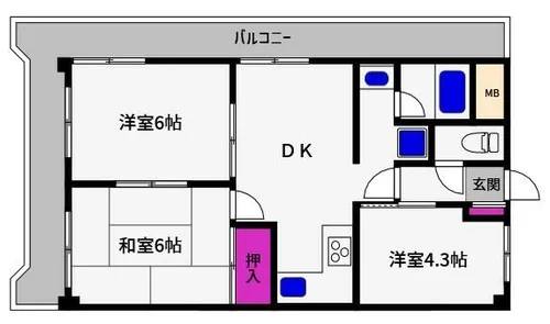兵庫県神戸市東灘区青木6丁目【マンション】の間取り