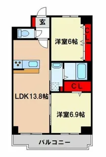 エルグランド二日市【6階】の間取り