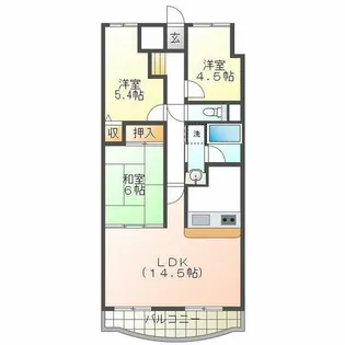 手柄アートスカイハイツ【15階】の間取り