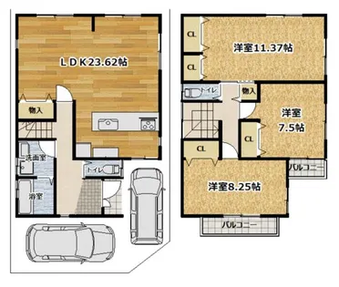 京都府京都市伏見区納所下野【一戸建】の間取り